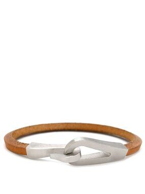 Hermes Bracelet Jumbo Jet Leather Metal Gold Silver Brown